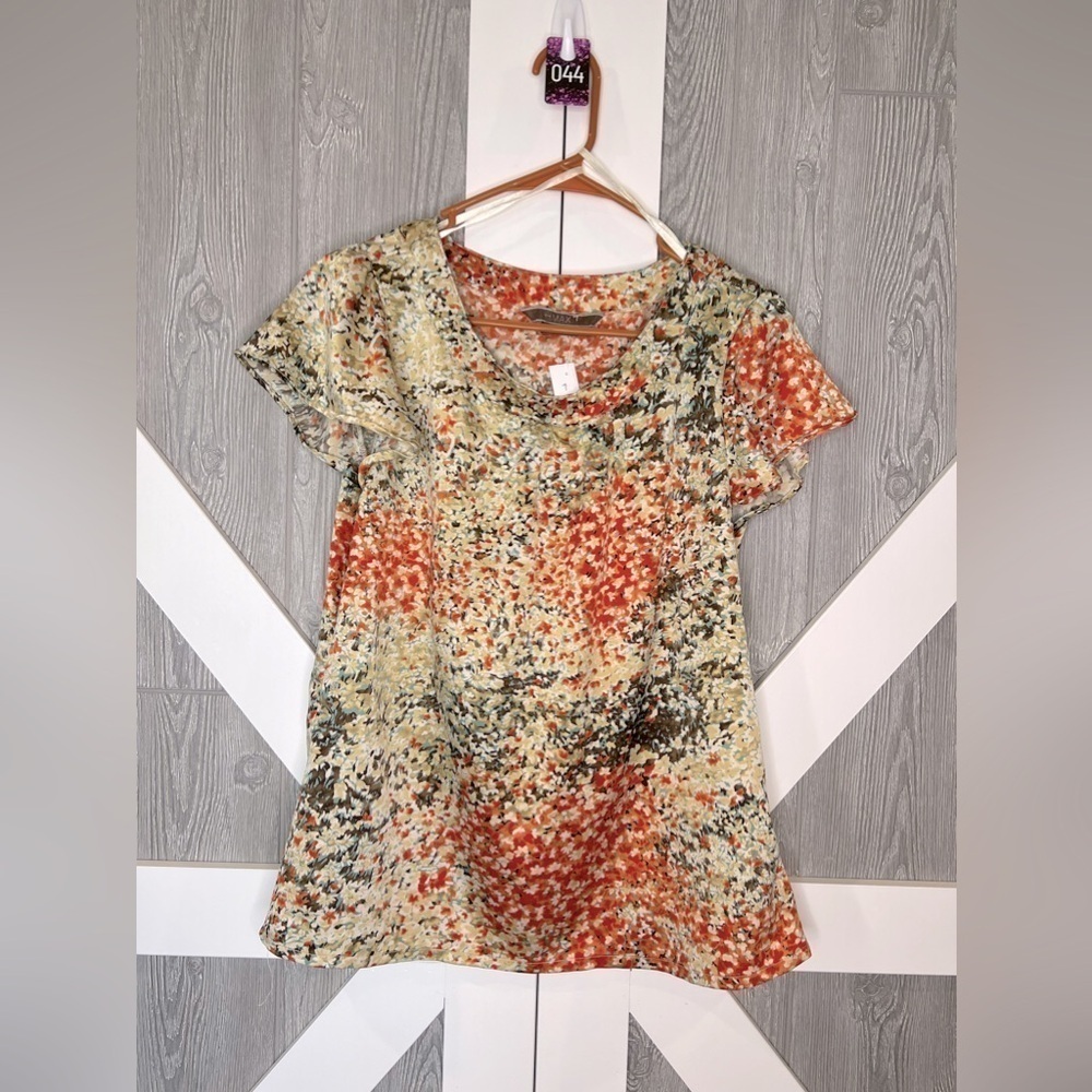 B4.57 To The Max Orange Multicolored Short Sleeve Shirt Sz L